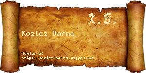 Kozicz Barna névjegykártya