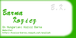 barna kozicz business card